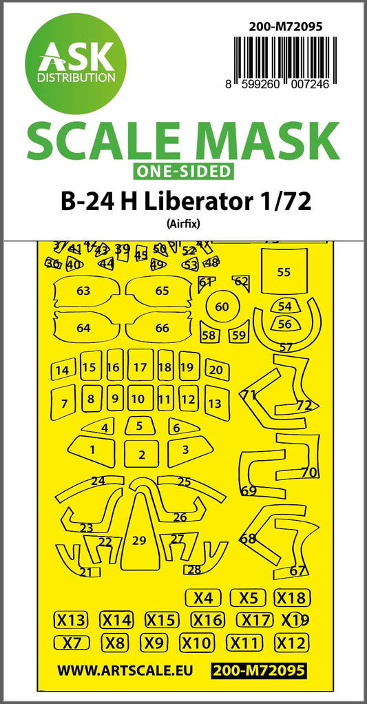 Art Scale 200-M72095 1:72 Consolidated B-24H Liberator canopy frame paint masks