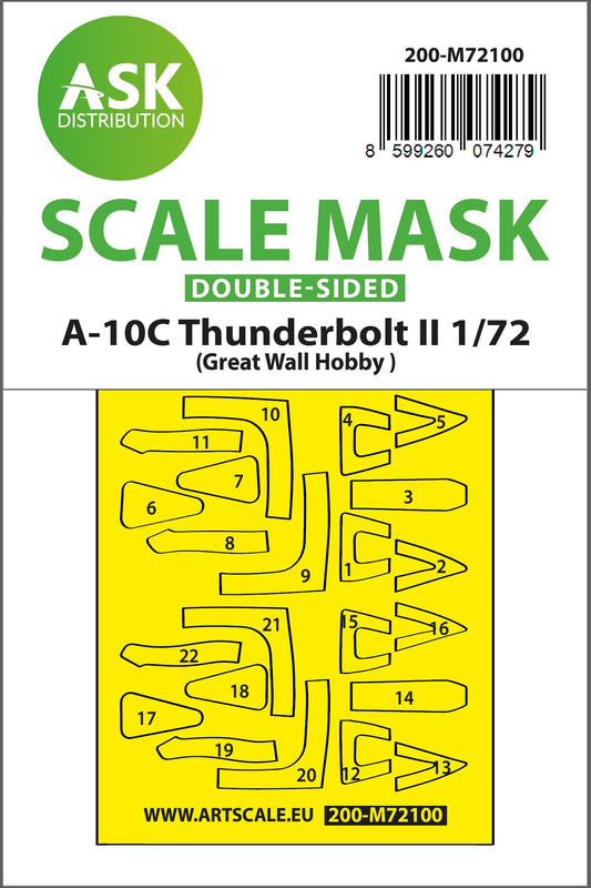 Art Scale 200-M72100 1:72 Fairchild A-10C Thunderbolt II canopy frame paint mask