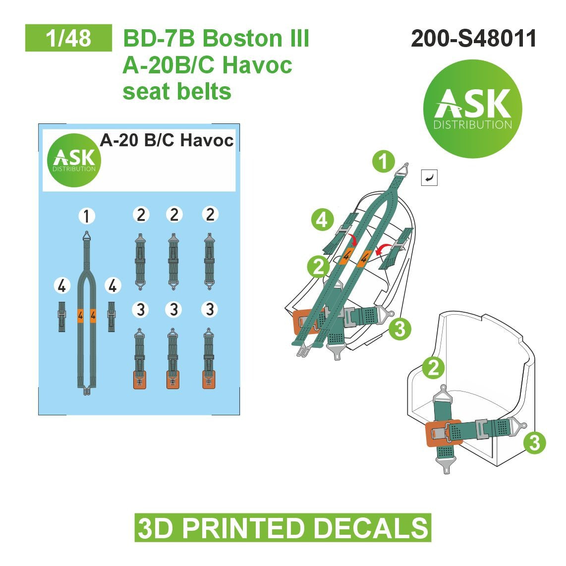 Art Scale 200-S48011 1:48 DB-7B Boston III / A-20B/C Pilot Seat Belt Clamp