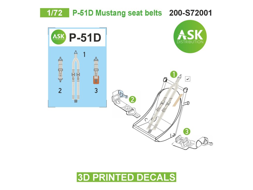 Art Scale 200-S72001 1:72 North-American P-51D Mustang seat belts