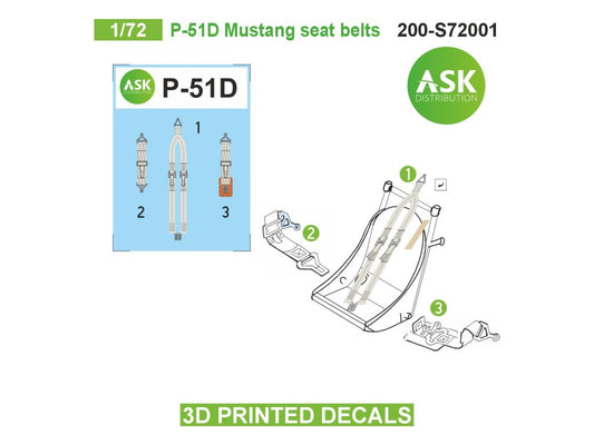 Art Scale 200-S72001 1:72 North-American P-51D Mustang seat belts