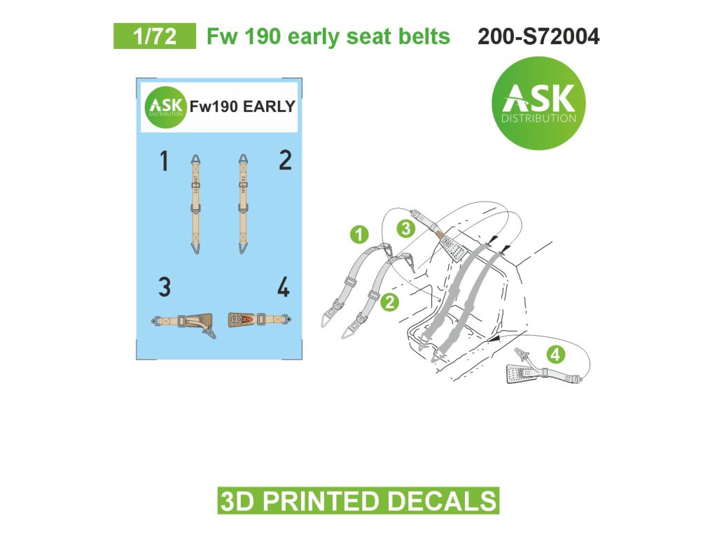 Art Scale 200-S72004 1:72 Focke-Wulf Fw-190 early seat belts