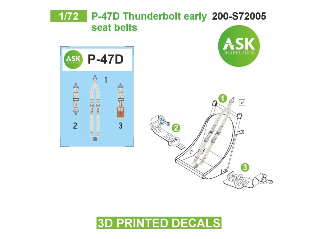 Art Scale 200-S72005 1:72 Republic P-47D Thunderbolt seat belts