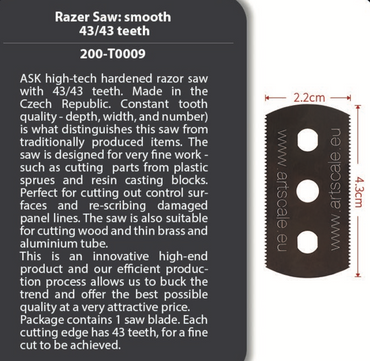 Art Scale 200-T0009 1 pc ASK Razor Saw 43/43 teeth