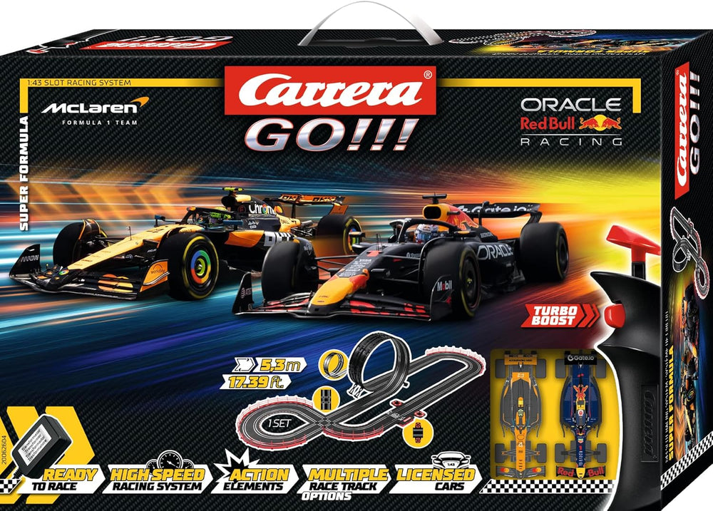 Carrera GO!!! Super F1 w/ Red Bull M.Verstappen No.1 & McLaren L.Norris No.4
