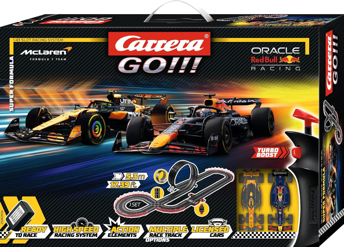 Carrera GO!!! Super F1 w/ Red Bull M.Verstappen No.1 & McLaren L.Norris No.4