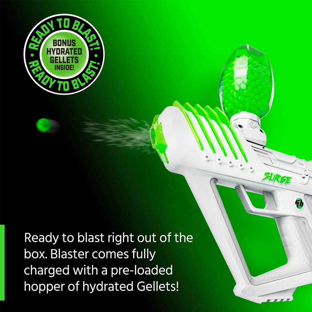 Gel Blaster Surge - 10,000 Gellets & Safety Glasses 100ft+ Range, Semi/Automatic