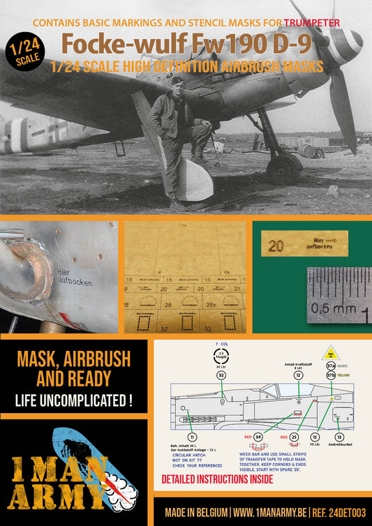 1ManArmy 24DET003 1:24 Focke-Wulf Fw-190D-9 high definition airbrush masks