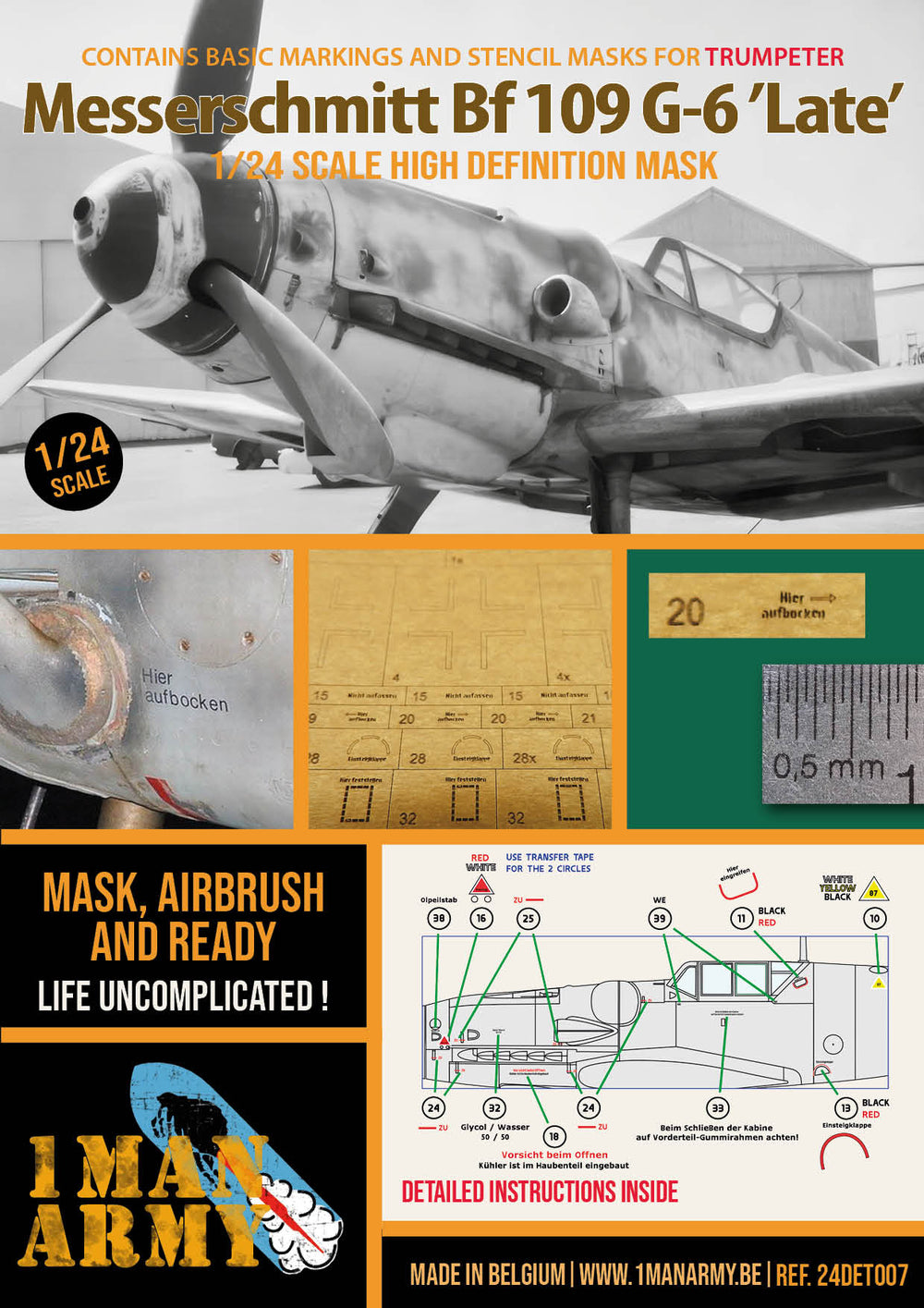 1ManArmy 24DET007 1:24 Bf-109G-6 Airbrush Masks