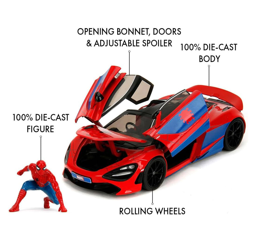 Jada MARVEL Spider-Man McLaren 720S w/Figure 1:24 Diecast Car