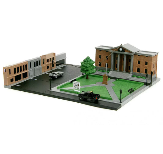 Jada Back to the Future: Clock Tower Nano Scene w/DeLorean & Toyota SR5 Cars