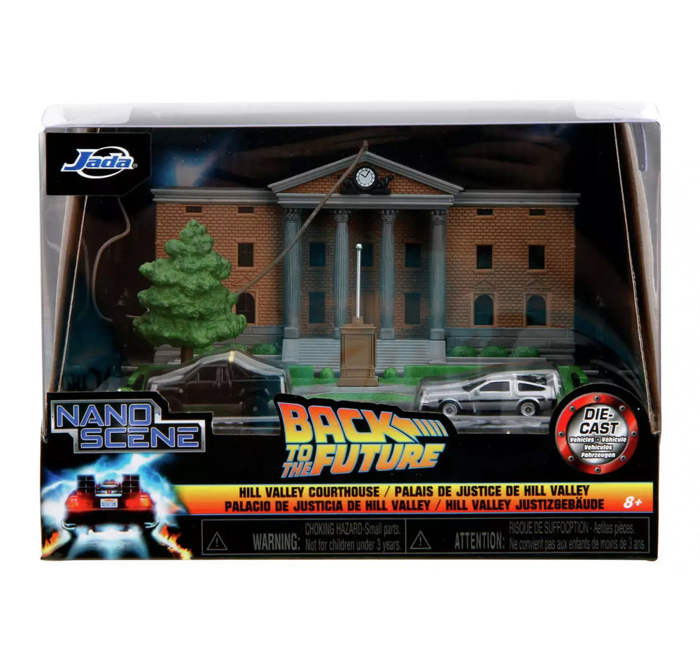 Jada Back to the Future: Clock Tower Nano Scene w/DeLorean & Toyota SR5 Cars