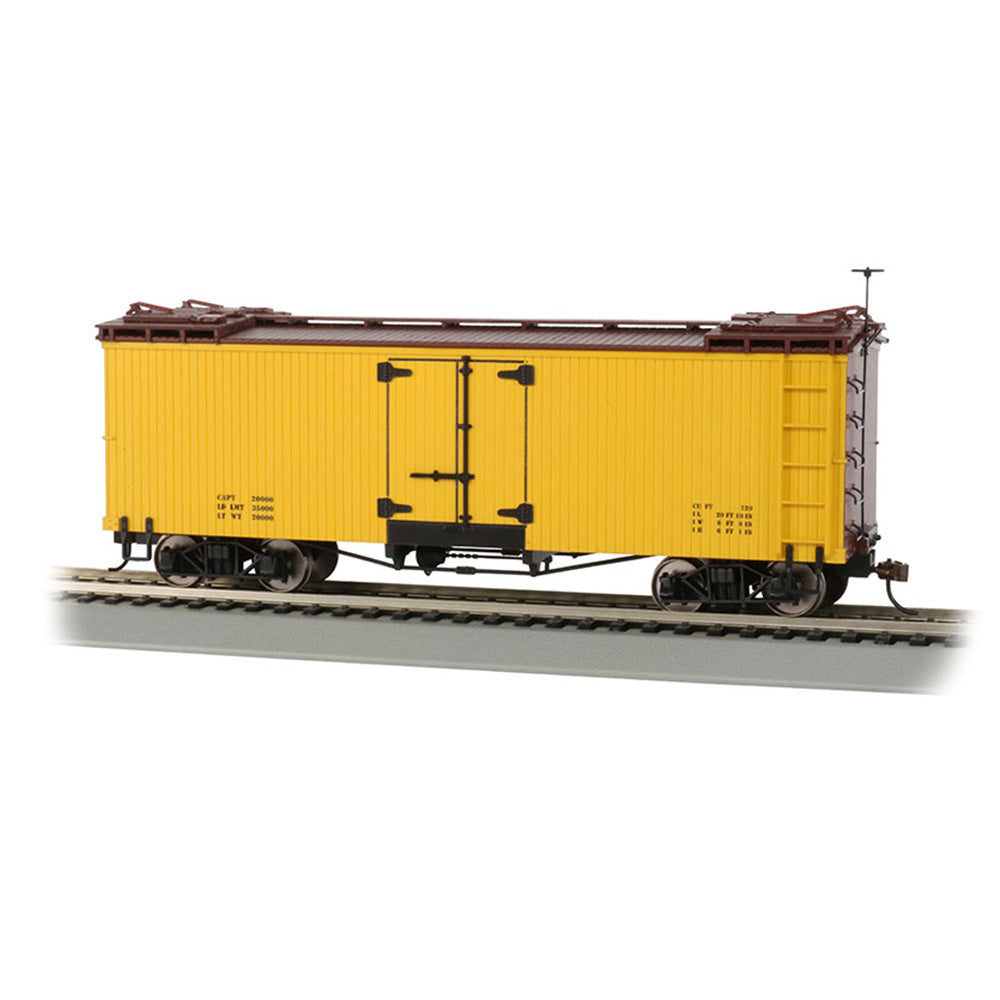 Bachmann USA Reefer - Data Only - Yellow w/Brown Roof And Ends On30 Gauge 27495