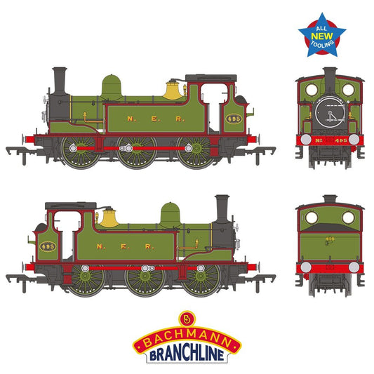 Bachmann Branchline 31-065 NER E Tank 495 NER Lined Green & Maroon OO Gauge