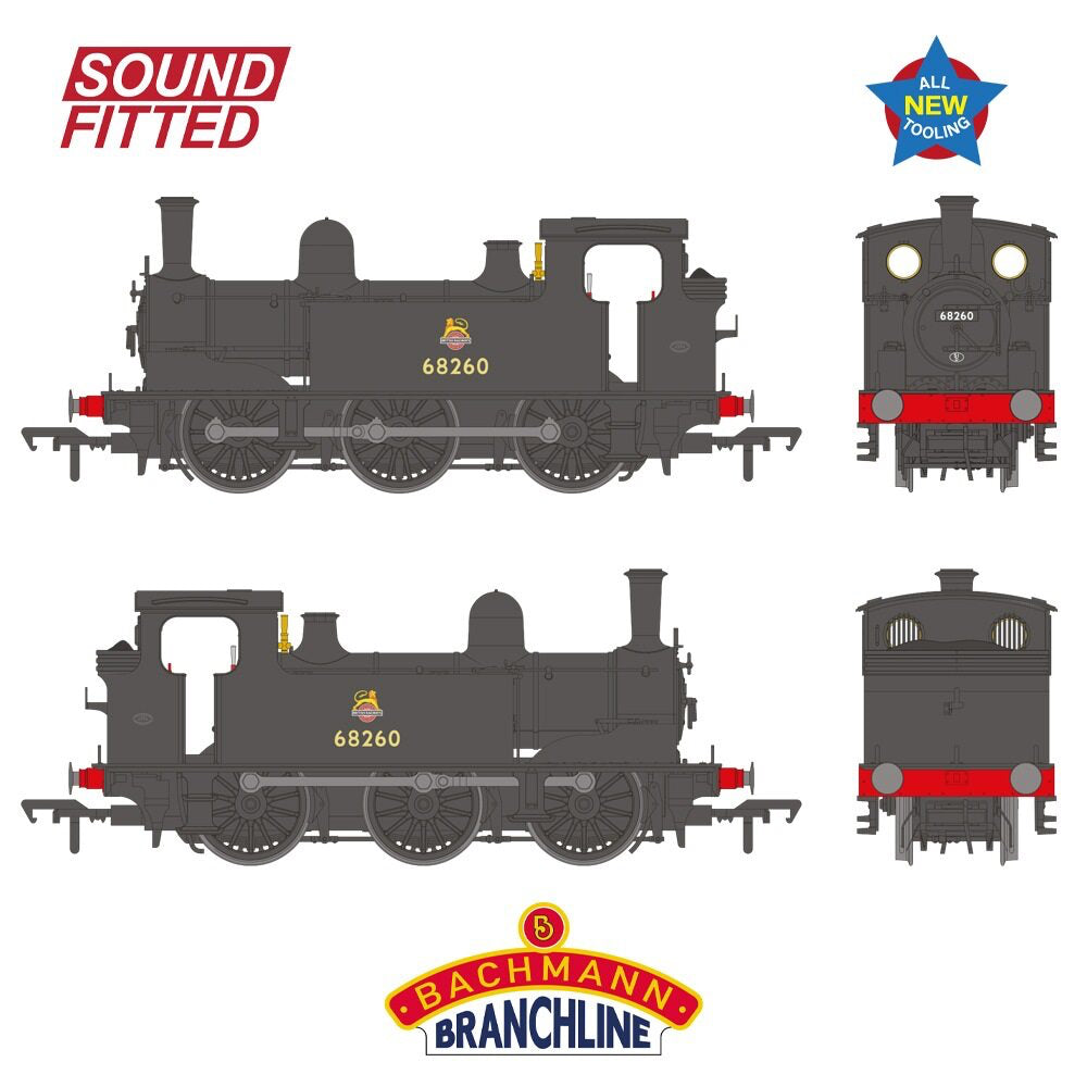 Bachmann Branchline 31-069SF NER E (J71) Tank 68260 BR Black Early Emblem SS OO