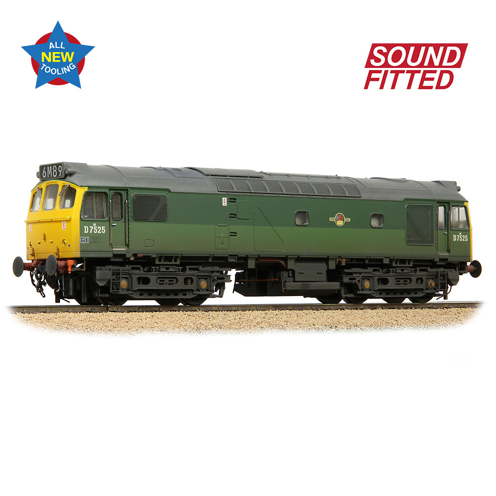 Bachmann Branchline 32-342SF Class 25/2 D7525 BR Two-Tone Green Yellow Ends [W]