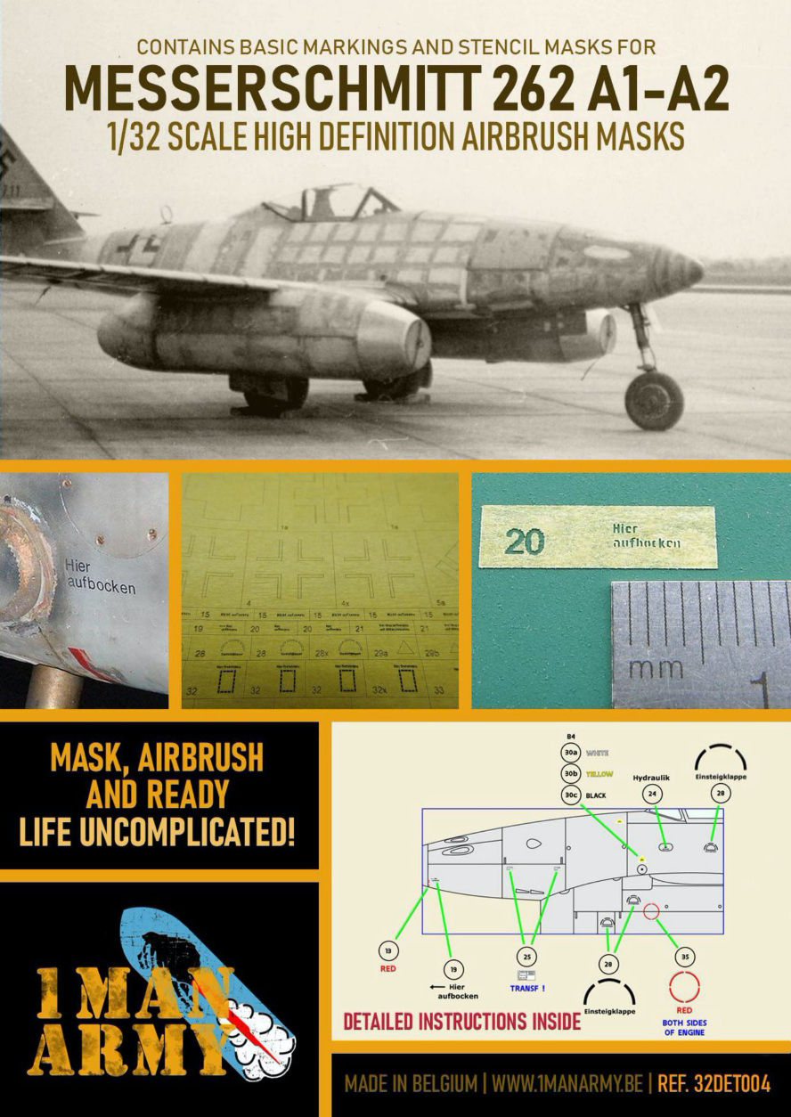 1ManArmy 32DET004 1:32 Messerschmitt Me-262A-1/Me-262B-1a/U1