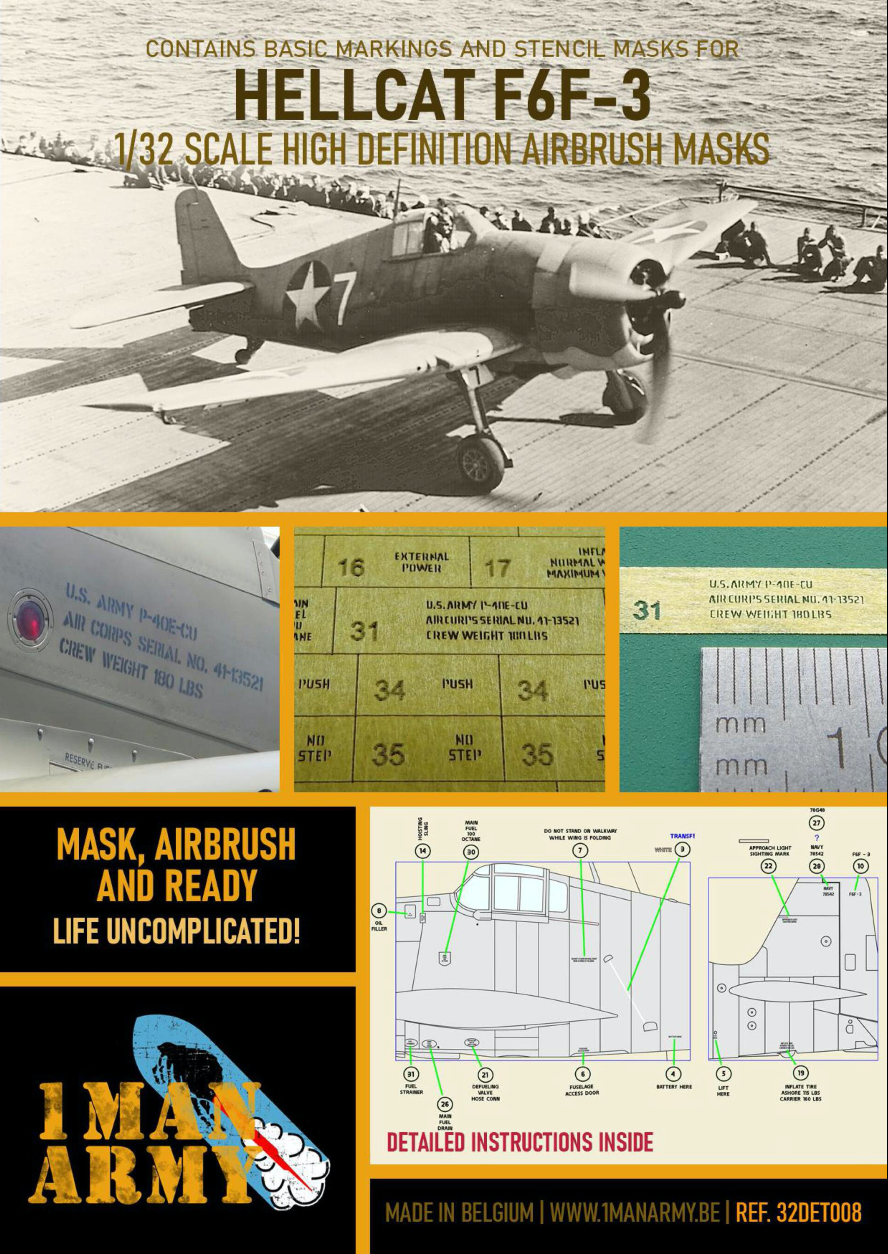 1ManArmy 32DET008 1:32 Grumman F6F-3 Hellcat early version