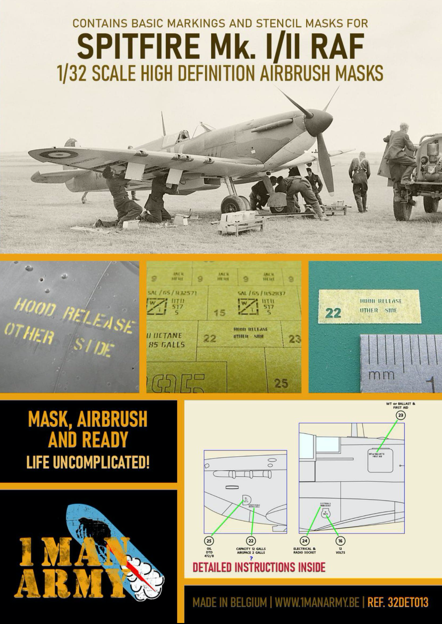 1ManArmy 32DET013 1:32 Supermarine Spitfire Mk.I/Mk.II RAF 1941/42