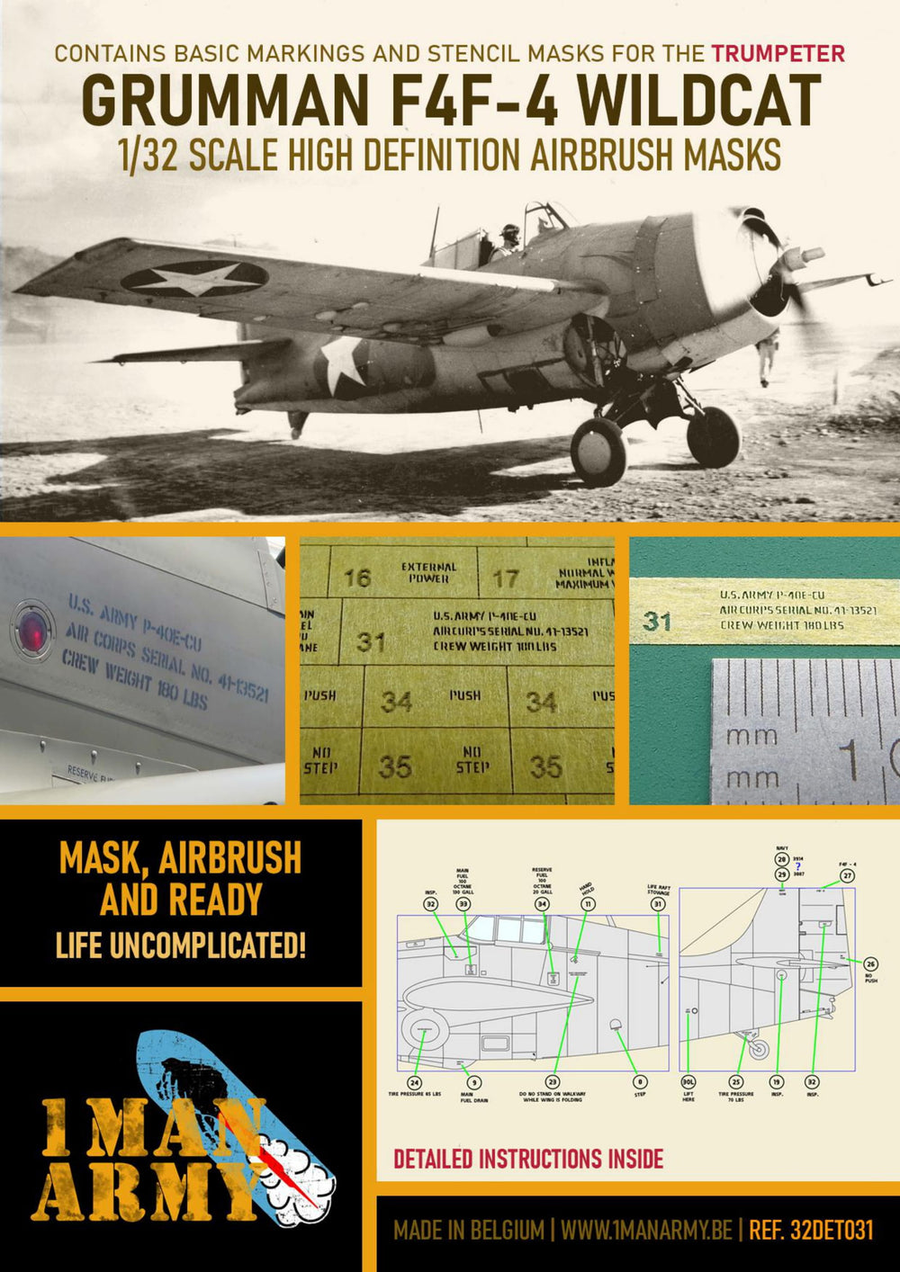 1ManArmy 32DET031 1:32 Grumman F4F-4 Wildcat