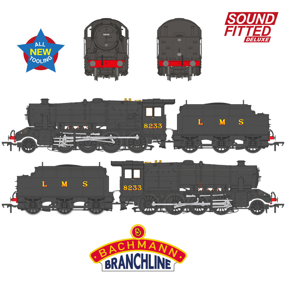 Bachmann Branchline 35-226SFX LMS 8F w/Riveted Tender 8233 LMS Black SF DELUXE