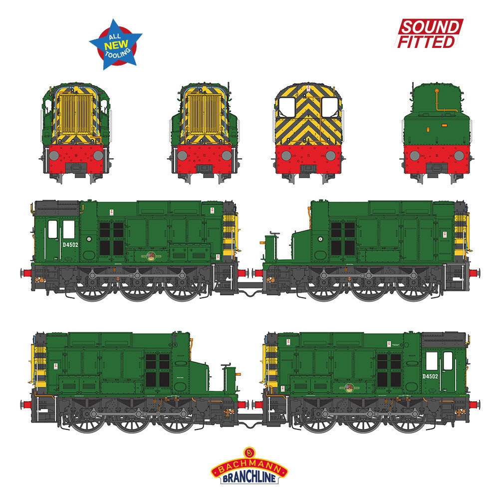 Bachmann Branchline 35-945SF Class 13 D4502 BR Green (Wasp Stripes) SOUND FITTED