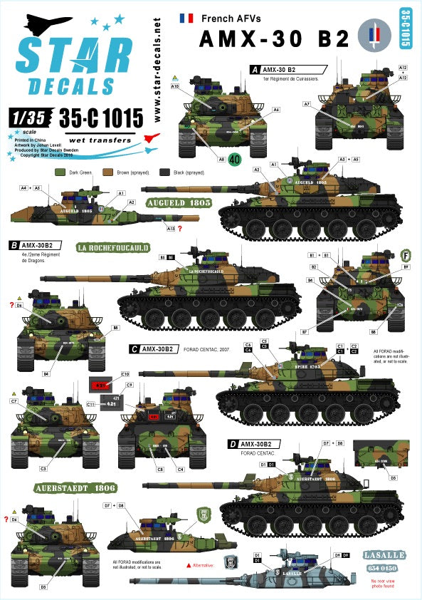 Star Decals 35-C1015 1:35 AMX-30B2 French Main Battle Tank