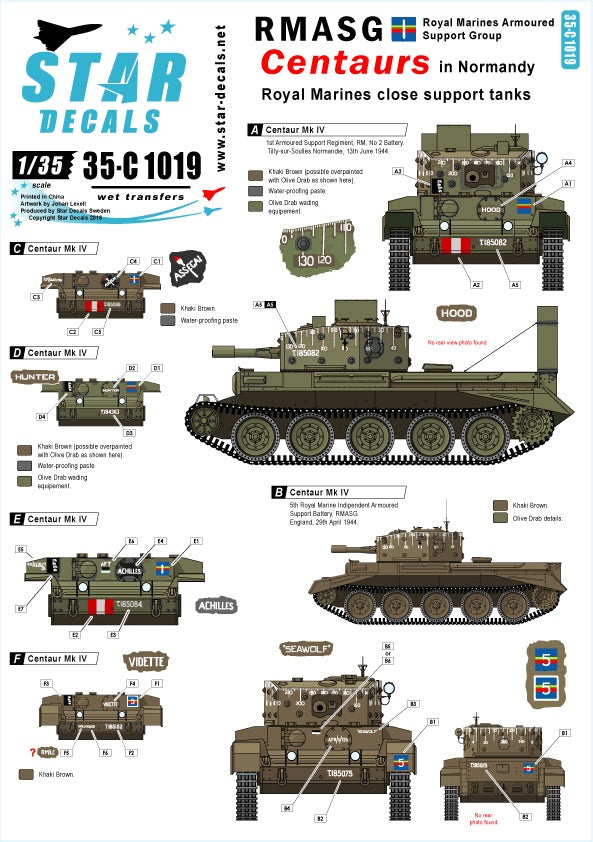 Star Decals 35-C1019 1:35 RMASG Centaurs