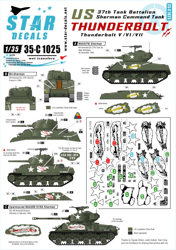 Star Decals 35-C1025 1:35 Thunderbolt V / VI / VII