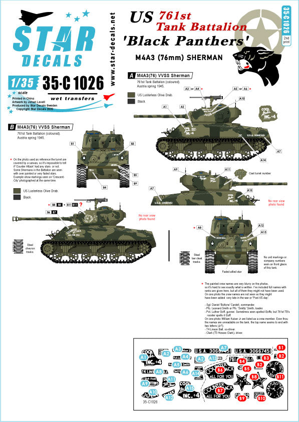 Star Decals 35-C1026 1:35 U.S