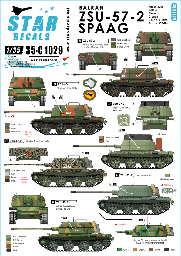 Star Decals 35-C1029 1:35 Balkan ZSU-57-2
