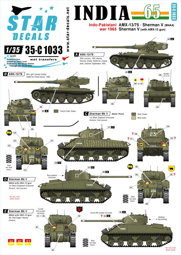 Star Decals 35-C1033 1:35 Indo-Pakistani War 1965