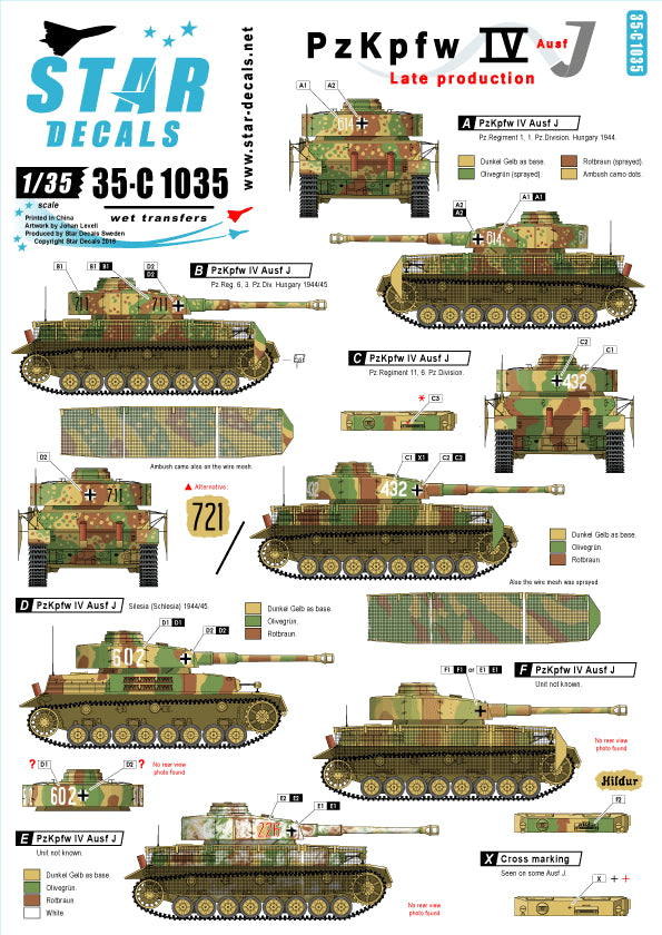 Star Decals 35-C1035 1:35 Pz.Kpfw.IV Ausf.J Late production.