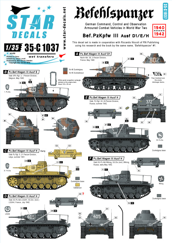 Star Decals 35-C1037 1:35 Befehlspanzer