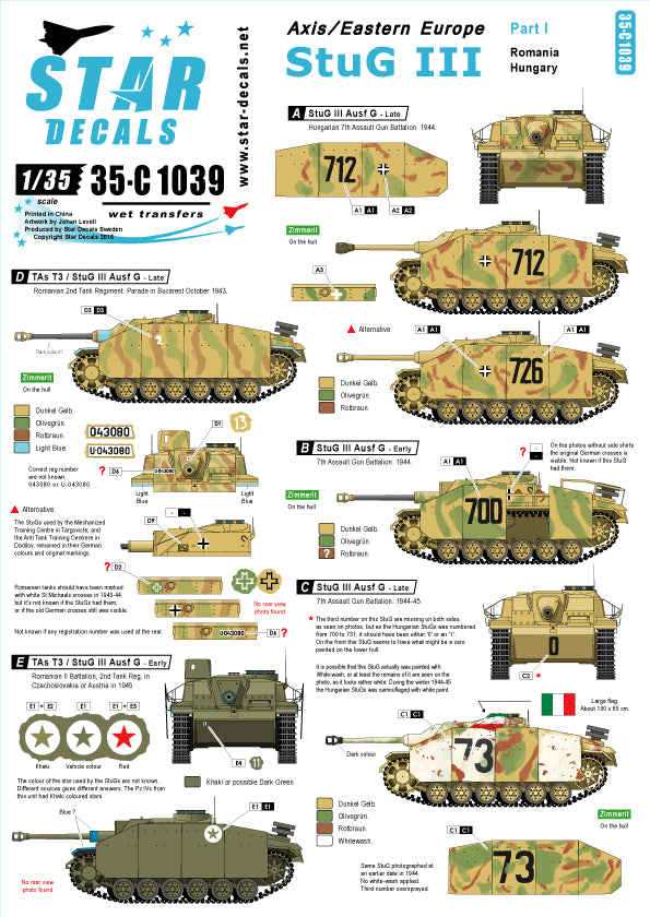 Star Decals 35-C1039 1:35 Befehlspanzer