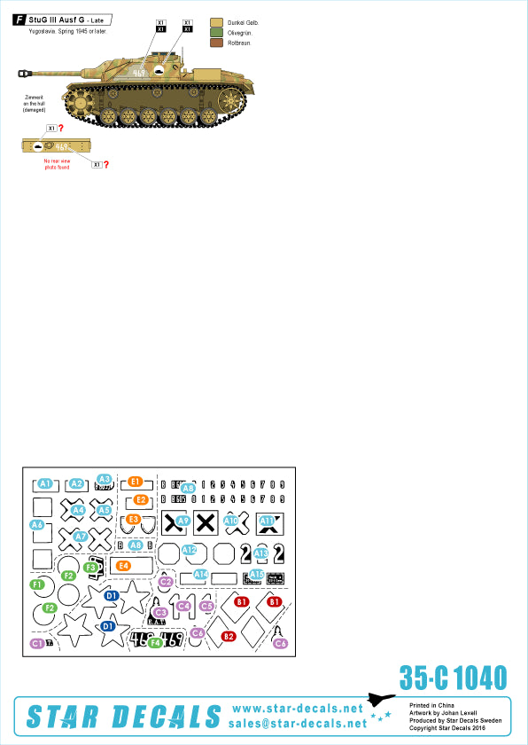 Star Decals 35-C1040 1:35 Axis/Eastern Europe Sturmgeschutz/StuG.III #2