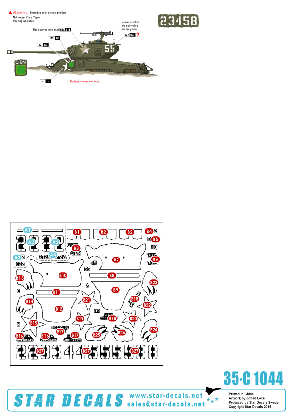 Star Decals 35-C1044 1:35 Korean War M4A3E8 Sherman 'Tigerface'