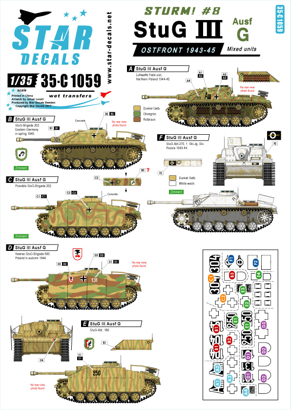 Star Decals 35-C1059 1:35 Sturm # 8