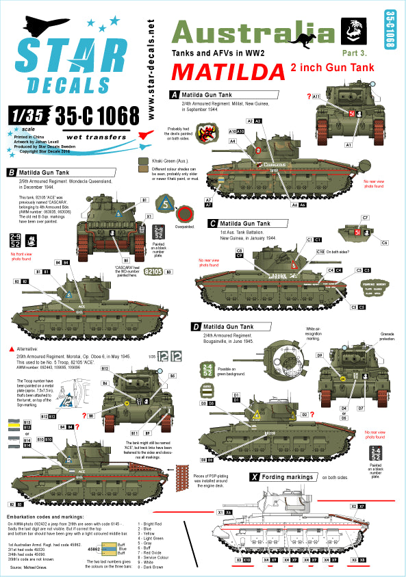 Star Decals 35-C1068 1:35 Australia Tanks & AFVs # 3