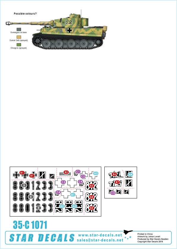 Star Decals 35-C1071 1:35 Generic numbers & insignias for Spring 1943