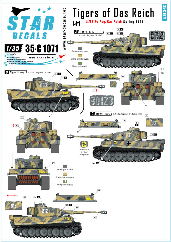 Star Decals 35-C1071 1:35 Generic numbers & insignias for Spring 1943