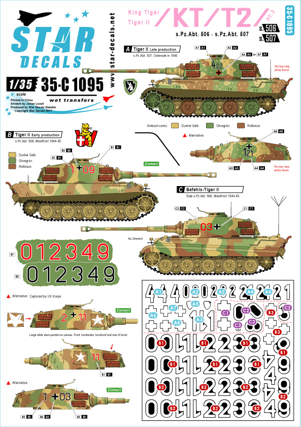 Star Decals 35-C1095 1:35 Pz.Kpfw.VI King Tiger / Tiger II # 3