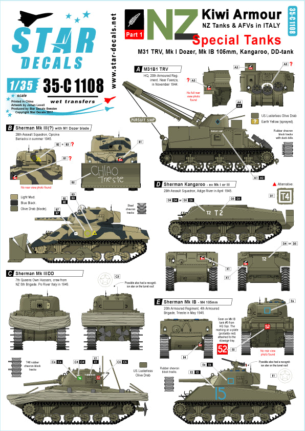 Star Decals 35-C1108 1:35 Kiwi Armour # 1