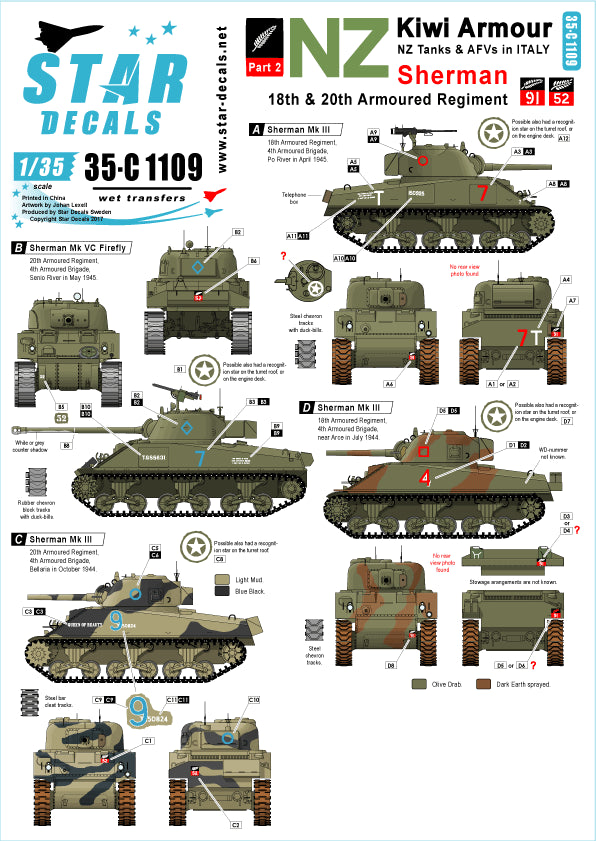 Star Decals 35-C1109 1:35 Kiwi Armour # 2