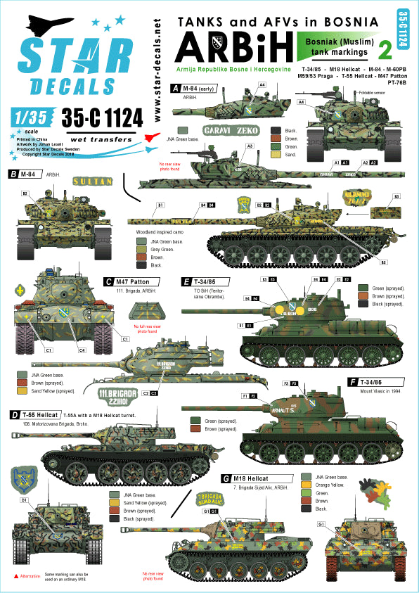 Star Decals 35-C1124 1:35 ARBiH
