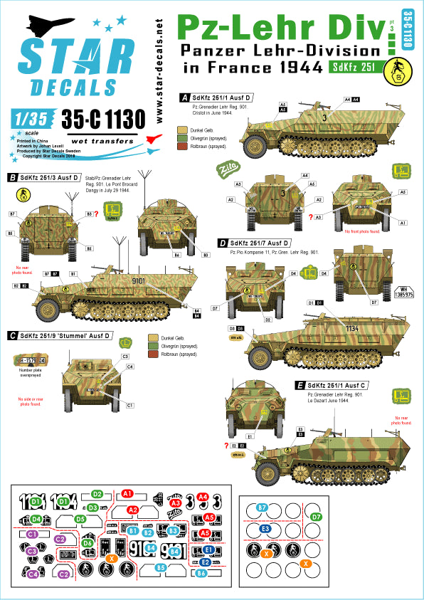 Star Decals 35-C1130 1:35 Pz-Lehr in France 1944