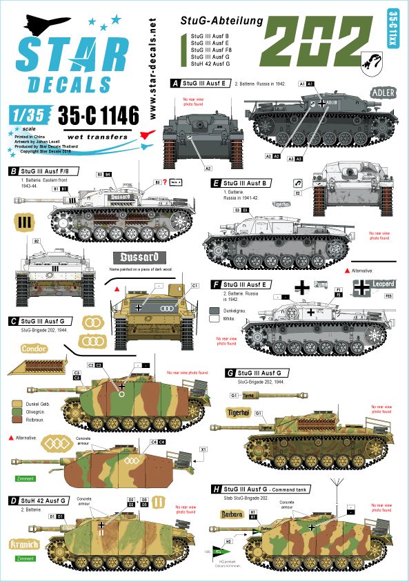 Star Decals 35-C1146 1:35 StuG-Abt