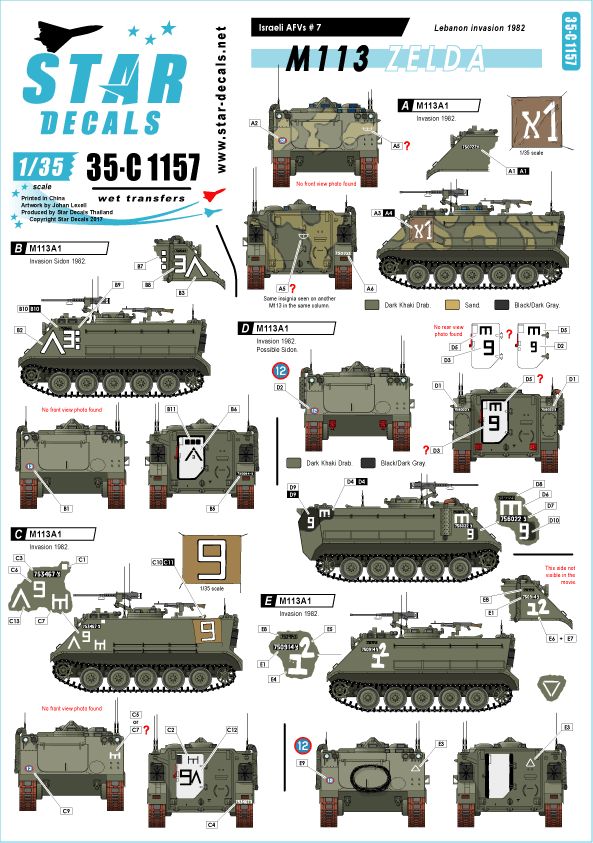 Star Decals 35-C1157 1:35 APC M113 Zelda