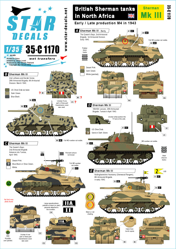 Star Decals 35-C1170 1:35 British Sherman tanks in North Africa