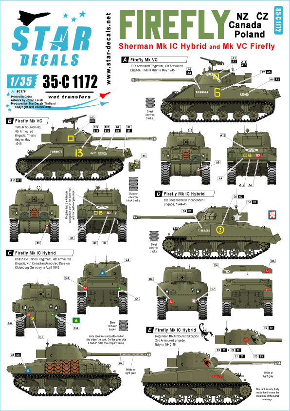 Star Decals 35-C1172 1:35 Sherman Firefly